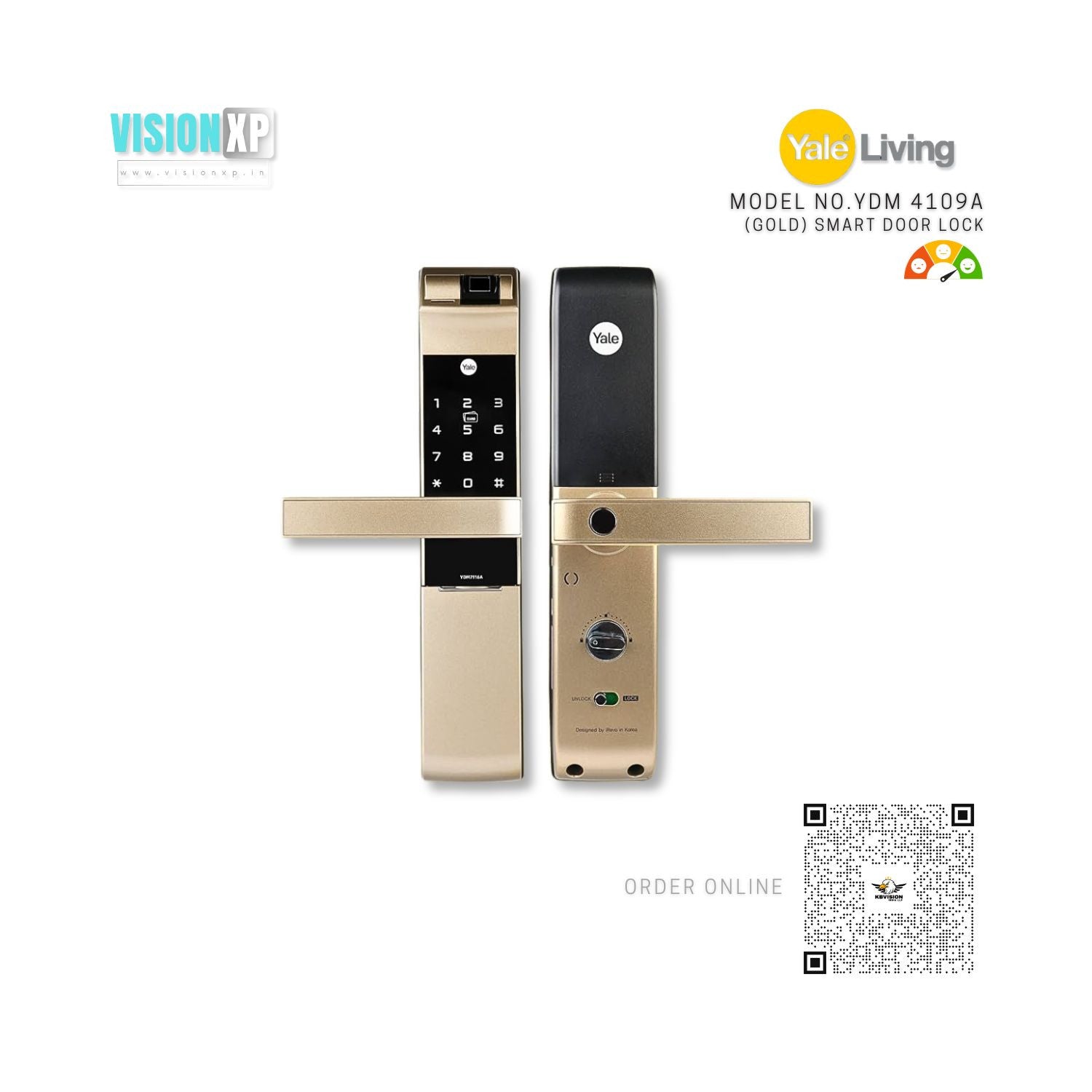 Yale YDM 4109A Digital Finger Print Door Lock (Gold) Yale YDM 4109A Digital Finger Print Door Lock (Gold)